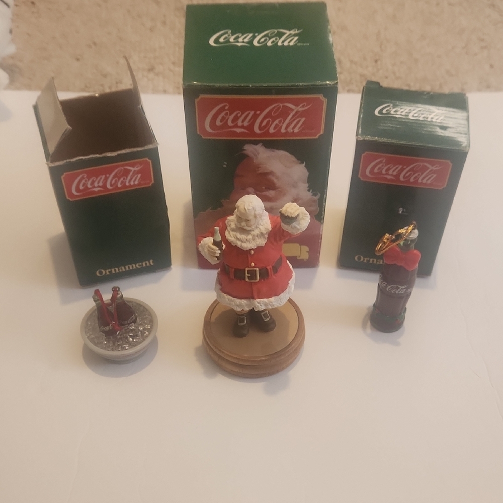 Coca Cola Vintage Festive Ornament And Santa Figurine Set